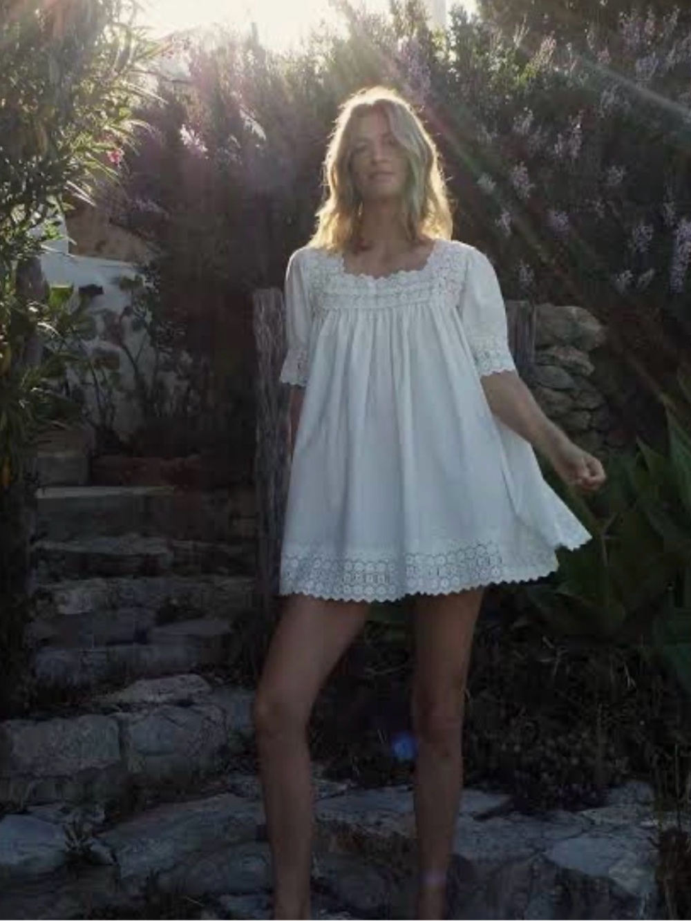 DOEN sterling White Eyelet Cotton Dress – Size M